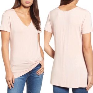 Halogen Modal V Neck Rose Pink Tunic Tee | L